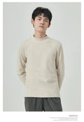 Men's half-high collar long sleeve t-shirt in brown solid colour