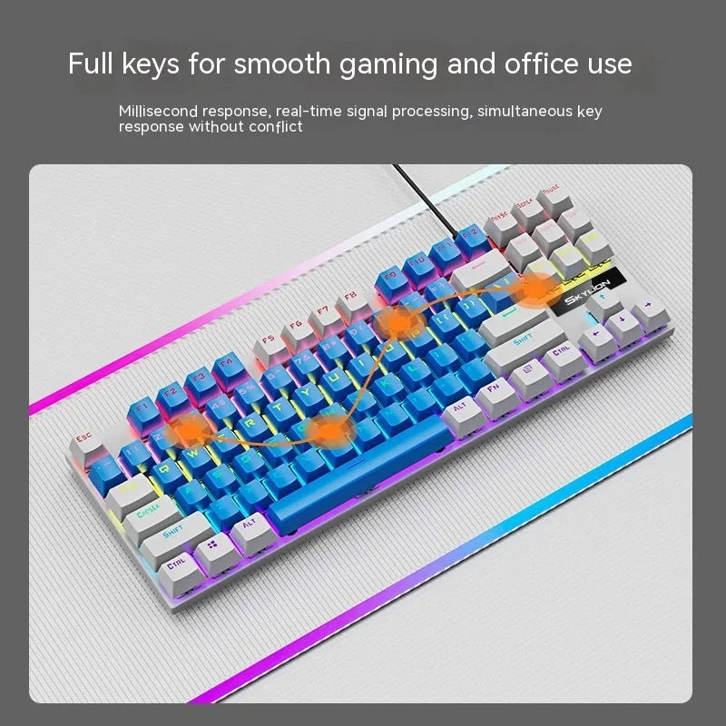 K87 mechanical keyboard with metal construction and 1.4m cable in selected colour with green or red switches