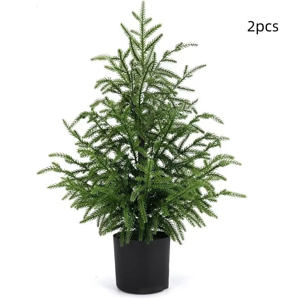 60cm Norfolk Pine Christmas Tree in black flower pot, PE moving fork branches, front door decoration