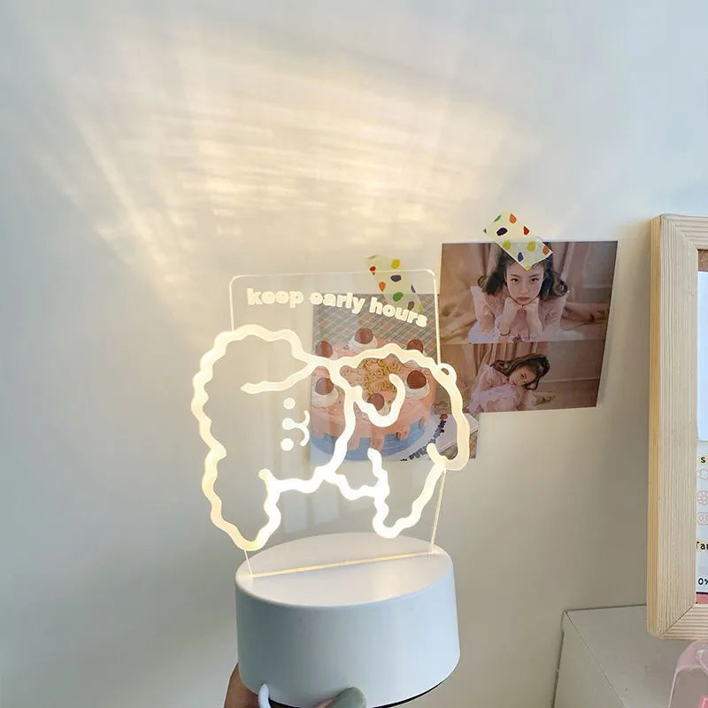 Cartoon bear shaped LED night light with acrylic cover and plastic base, sitting bear style