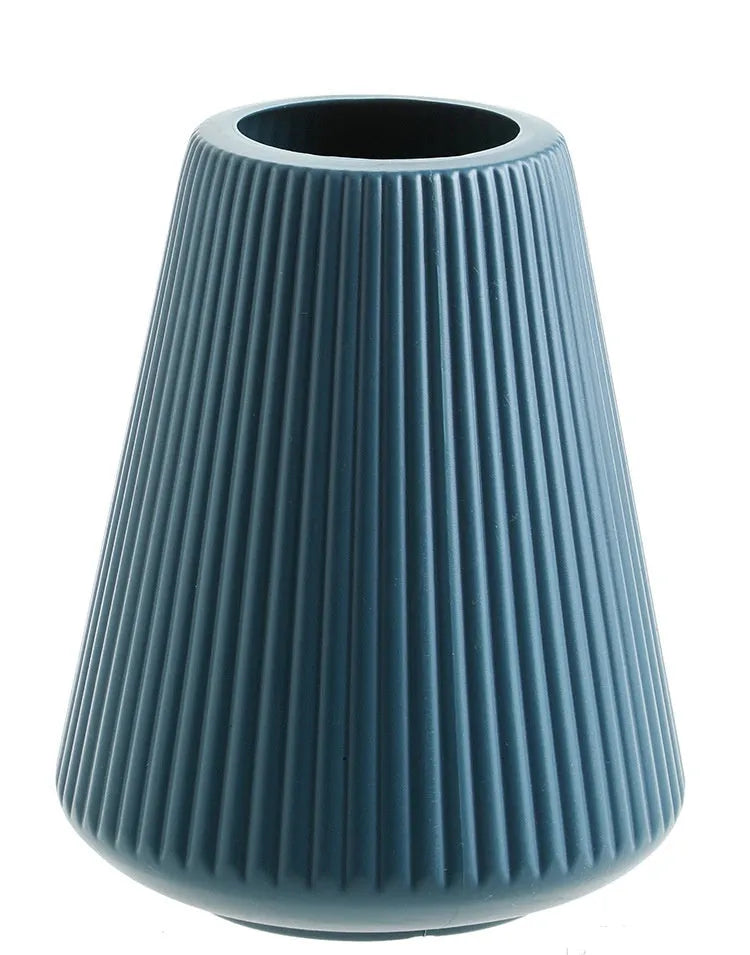 Colourful melamine plastic decorative flower vase in blue, green, pink, or white, 16cm by 20cm