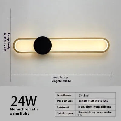 Round modern minimalist iron wall lamp with LED lighting in 60cm diameter