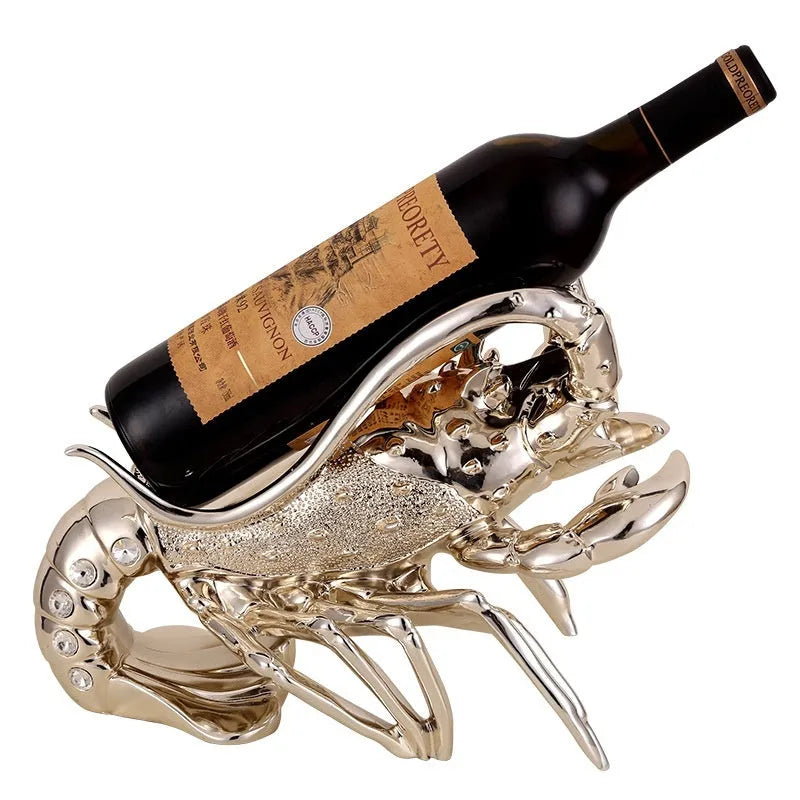 Lobster-shaped wine rack ornament in rose gold or silver resin and plastic decorative craft