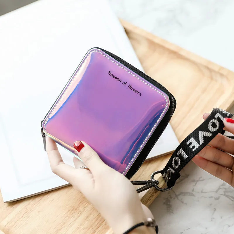 Women's Korean-style short folding wallet in compact 11cm size with three colour options