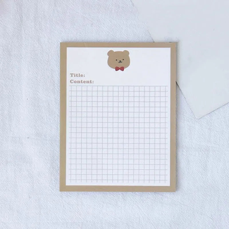 Cartoon avocado bear sticky note pad with 30 pages, shown in small and large size options.