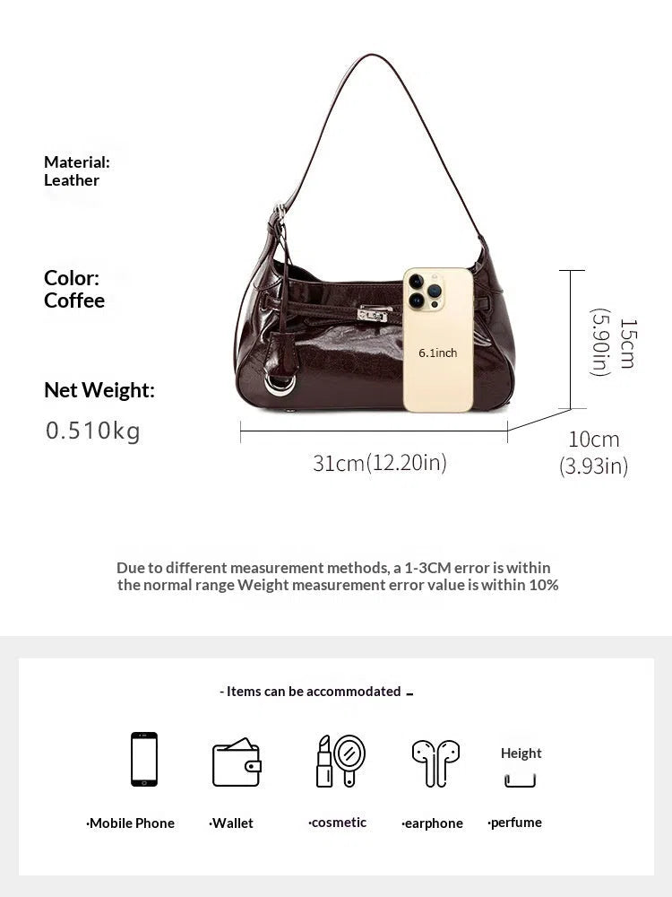 Soft genuine leather horizontal square crossbody bag with stitching detail, available in black, brown, and coffee for daily commuting
