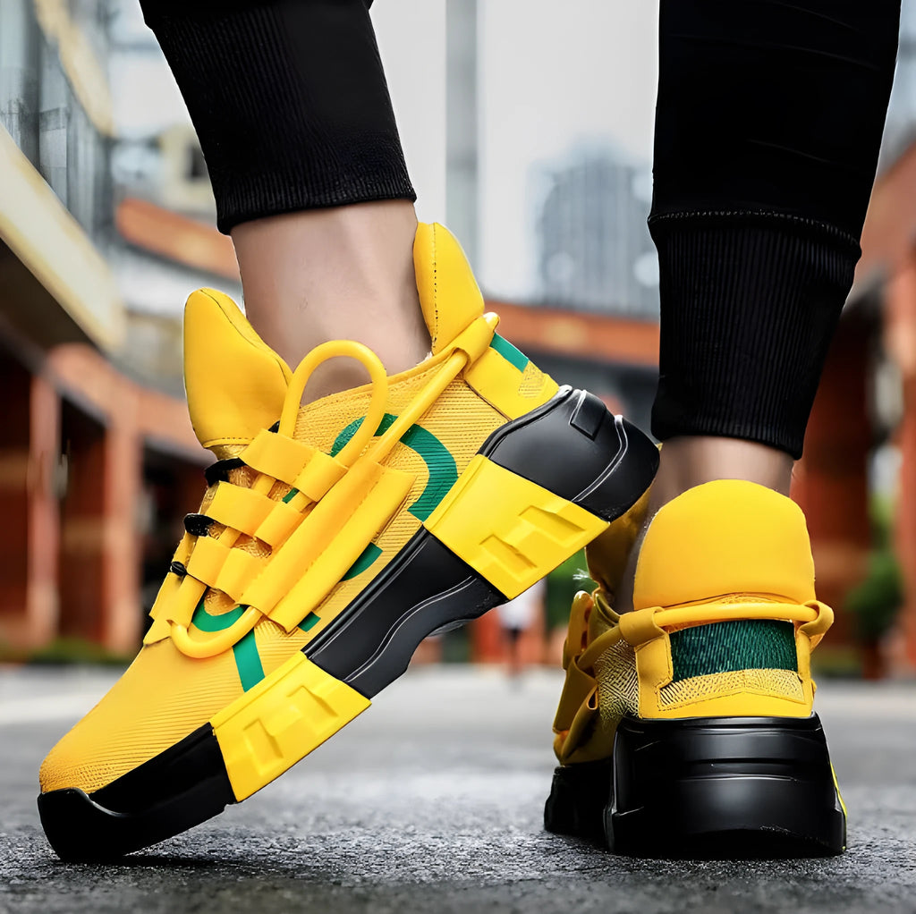 Platform sneakers with front strap, breathable mesh inner, MD sole, flying line upper, EU sizes 39-45