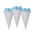 Set of three reusable pink blue and purple washing machine hair filter bags for pet lint removal.