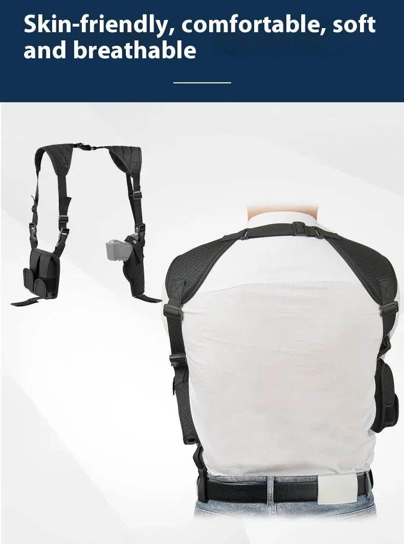 Black underarm shoulder holster bag in Oxford cloth with nylon clip for outdoor sports