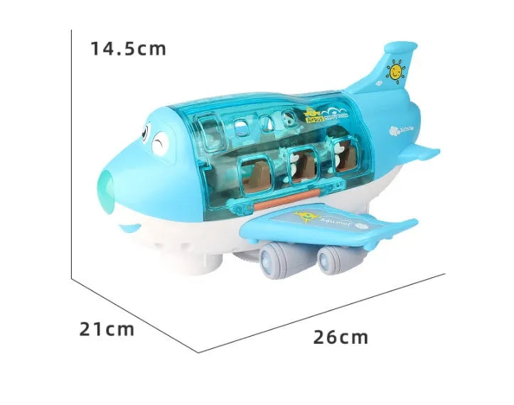 Blue plastic simulation toy airplane with 360 rotation music lights somatosensory remote for boys girls 4-6