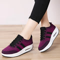 Women's solid colour platform casual shoes with flyknit upper and T-strap design