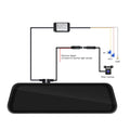 9.66-inch HD car dash cam with touch screen displayed on a car windscreen.