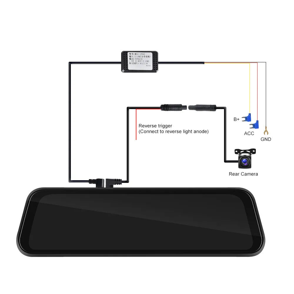 9.66-inch HD car dash cam with touch screen displayed on a car windscreen.