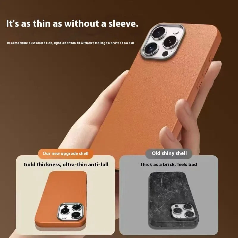 Frosted TPU phone case with plain leather pattern for iPhone drop protection in black