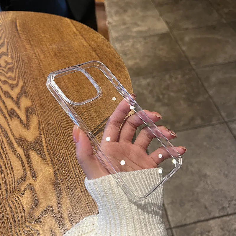 Transparent acrylic TPU PC phone back cover for iPhone and Samsung with inner airbag