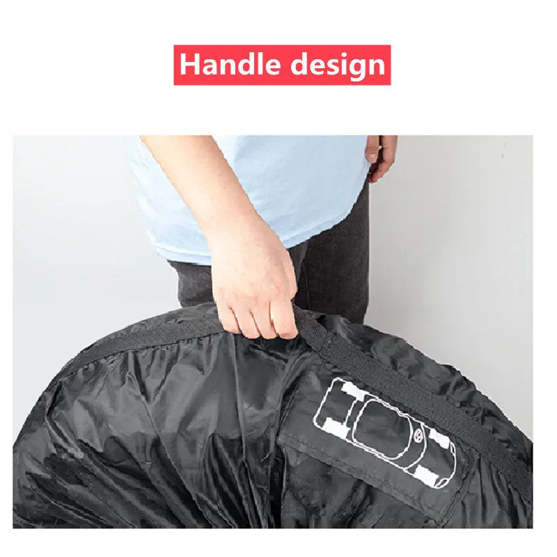 Set of four black Oxford cloth car tyre protective covers laid flat, showing their circular shape and durable fabric texture.