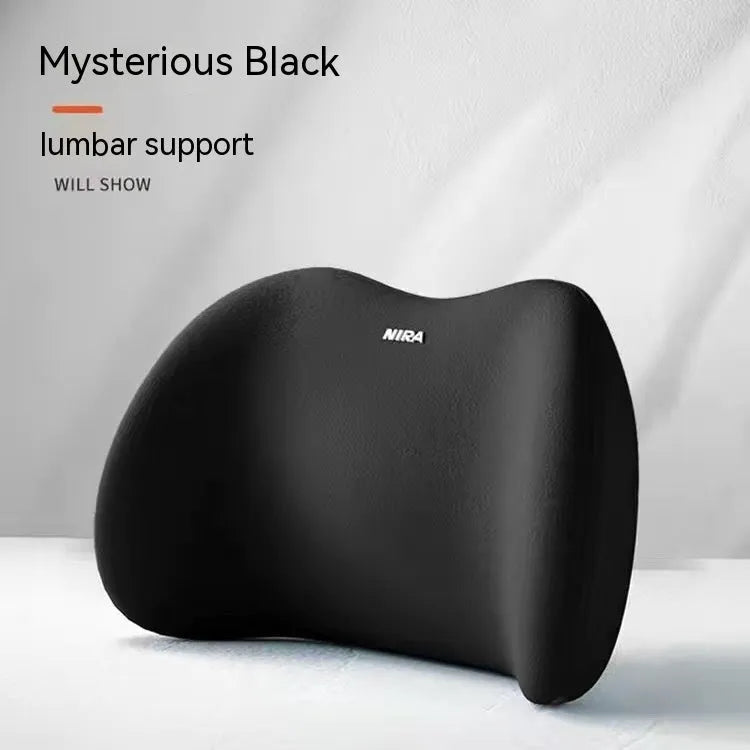 Car lumbar support and headrest pillow set in memory foam with milk silk cover