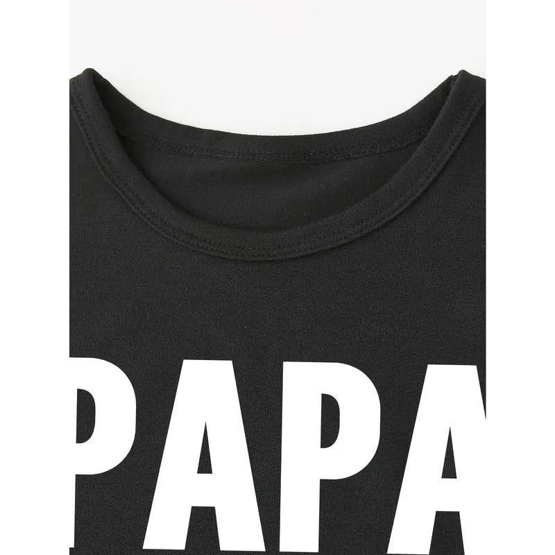 Black pure cotton boys short sleeve t-shirt with 'Dad Told Me I Could' print, neutral fit, sizes 2-8Y