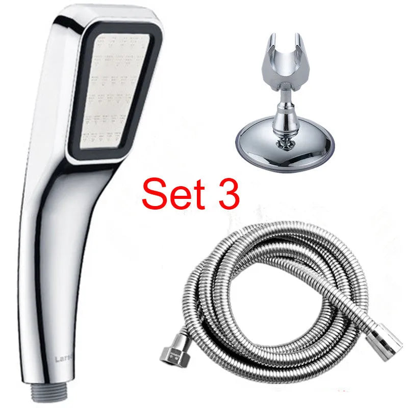 Orange hand-held pressurised shower head with rain function for normal pressure bathrooms
