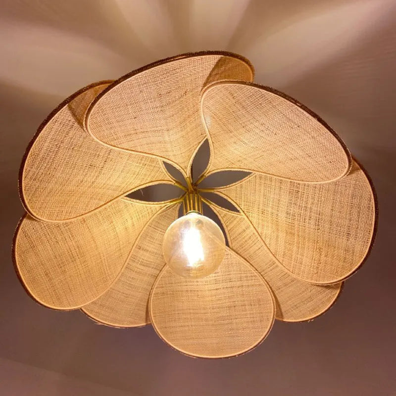 Bohemian-style fabric hanging chandelier with log wind design in a choice of colours and sizes.