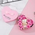 Heart-shaped red gift box with pink and red soap roses for Valentine's Day and Mother's Day gifts