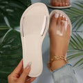 Women's transparent flat slippers in rose red, white, or brown artificial PU