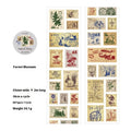 Roll of retro-style stamped decorative paper with butterfly, forest, bird, and mushroom designs, 55mm wide.