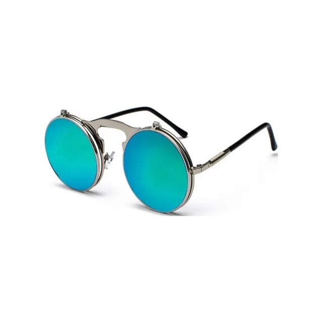 Personalised men's round sunglasses with resin lens in Gold Black colour