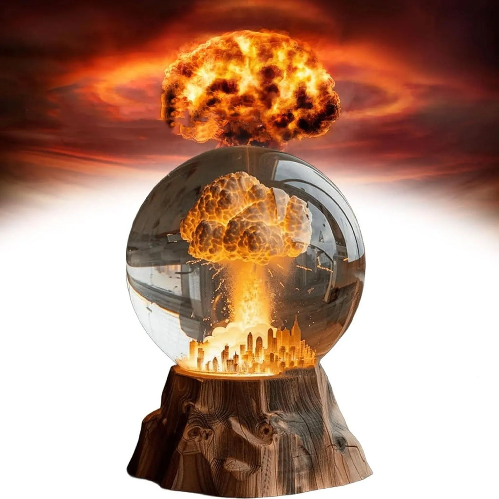 Atomic Bomb Explosion Lamp, 3D mushroom cloud LED night light in hand-painted resin, 15 x 8cm