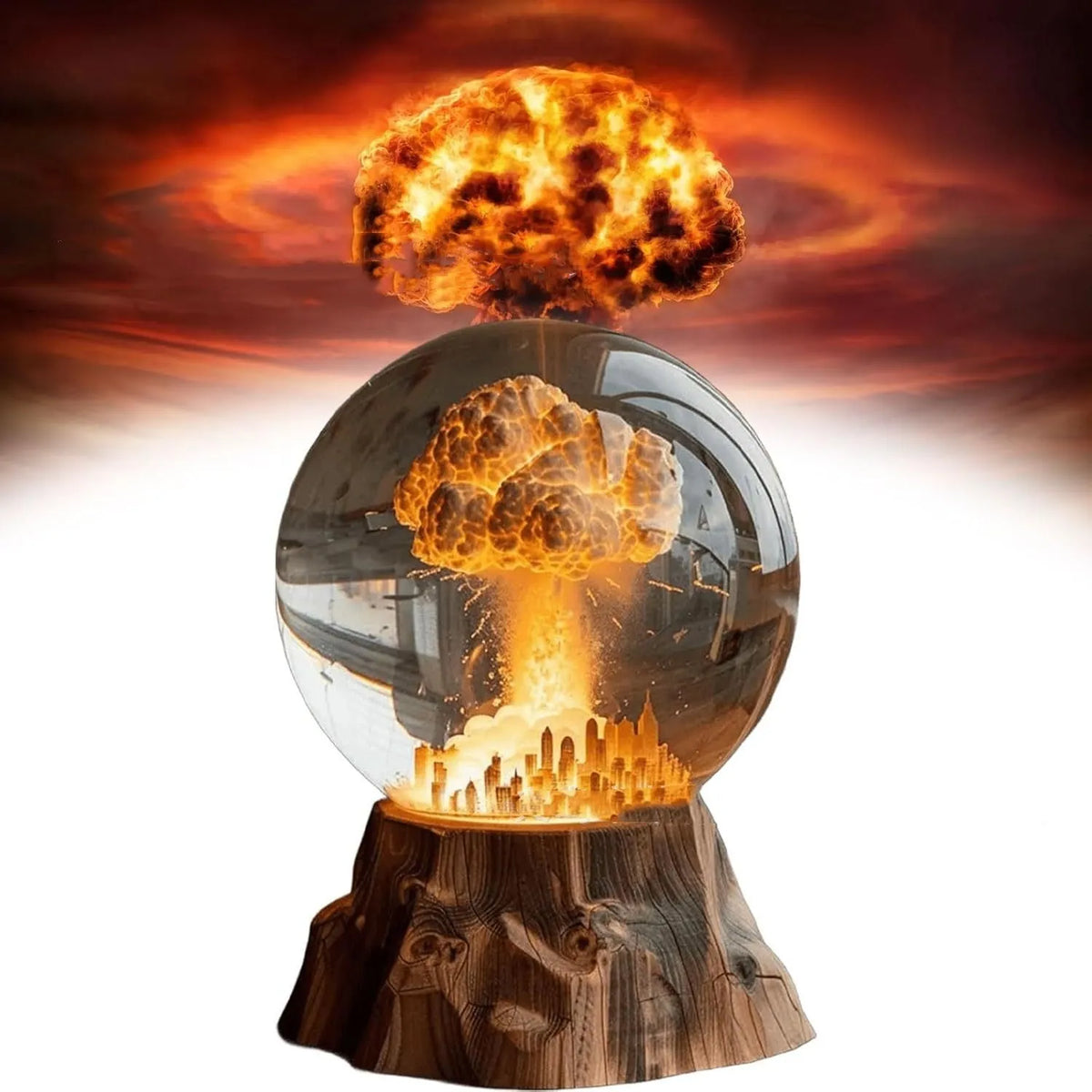 Atomic Bomb Explosion Lamp, 3D mushroom cloud LED night light in hand-painted resin, 15 x 8cm