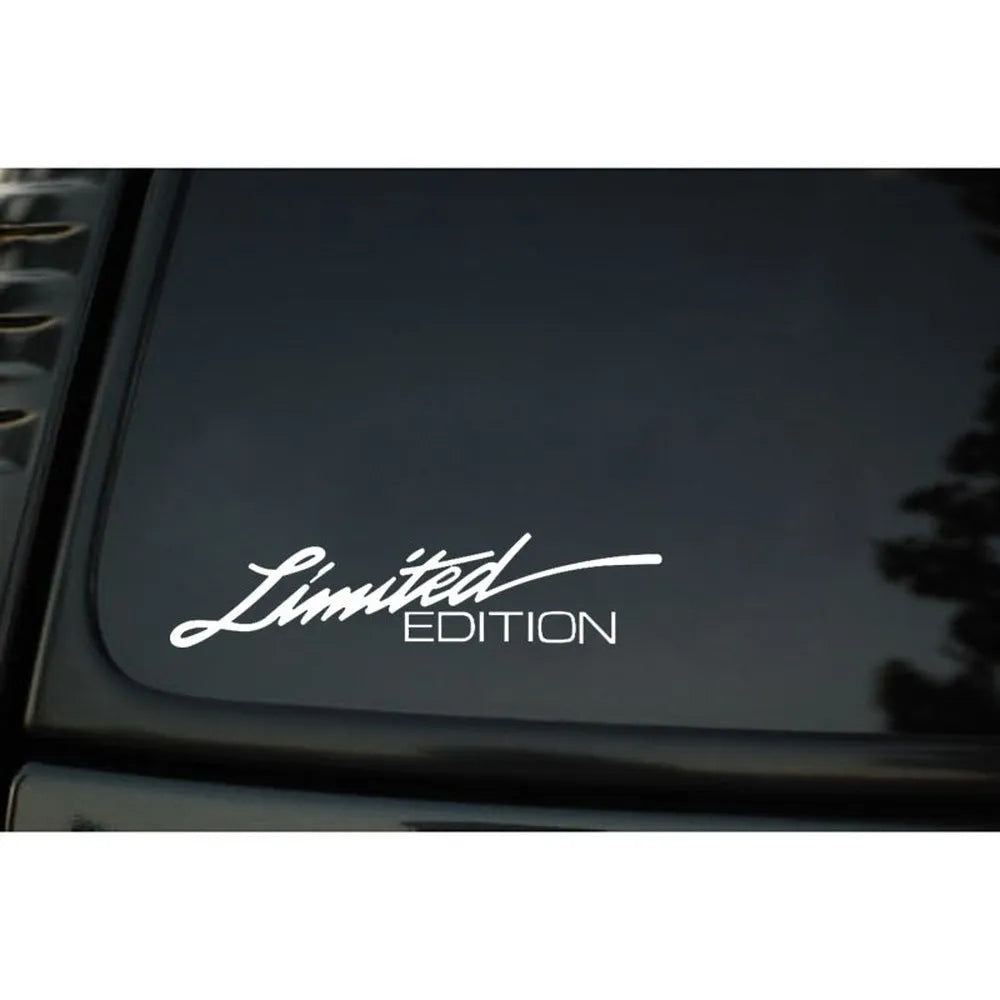Reflective plastic bumper sticker with English text, shown in black, white, and colourful options.