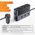 C28 black car cigarette lighter charger with USB 3.0 and PD ports showing 116mm body