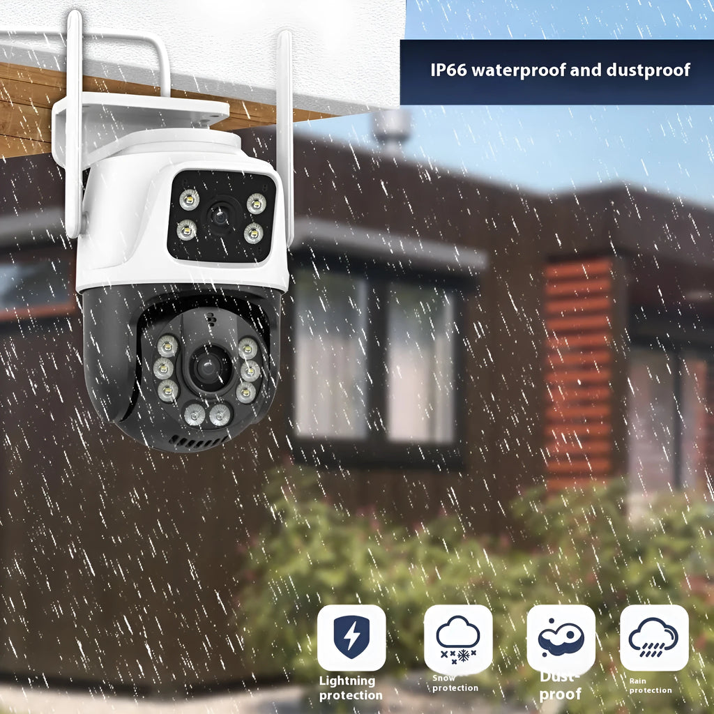 Outdoor wireless surveillance camera system with dual-screen monitor for home security