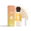 Translucent sunscreen setting powder compact showing 8g quantity with mineral protection ingredients