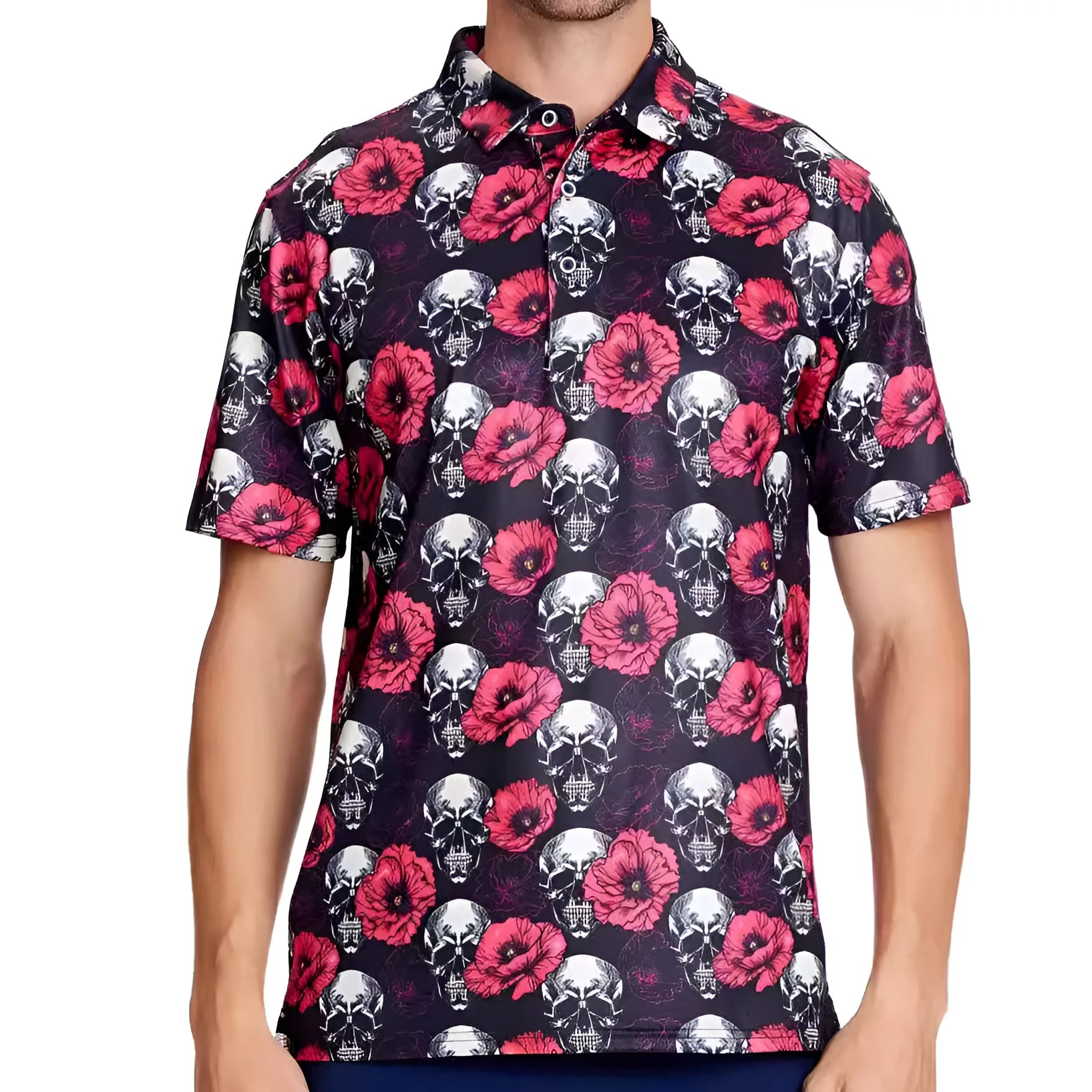 Men's 3D printed short sleeve top with zip decoration in Japanese retro style