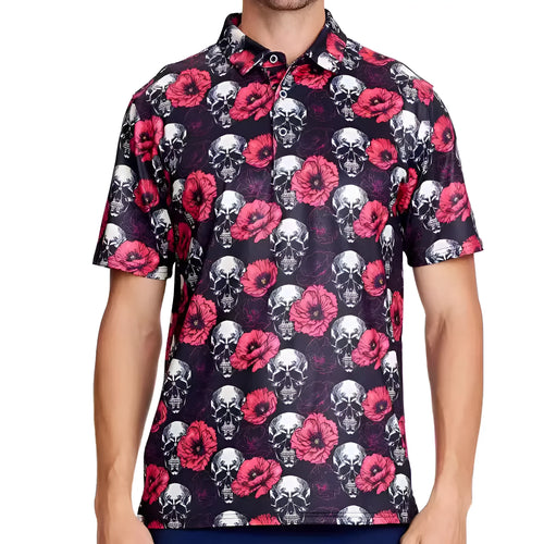 Men's 3D printed short sleeve top with zip decoration in Japanese retro style