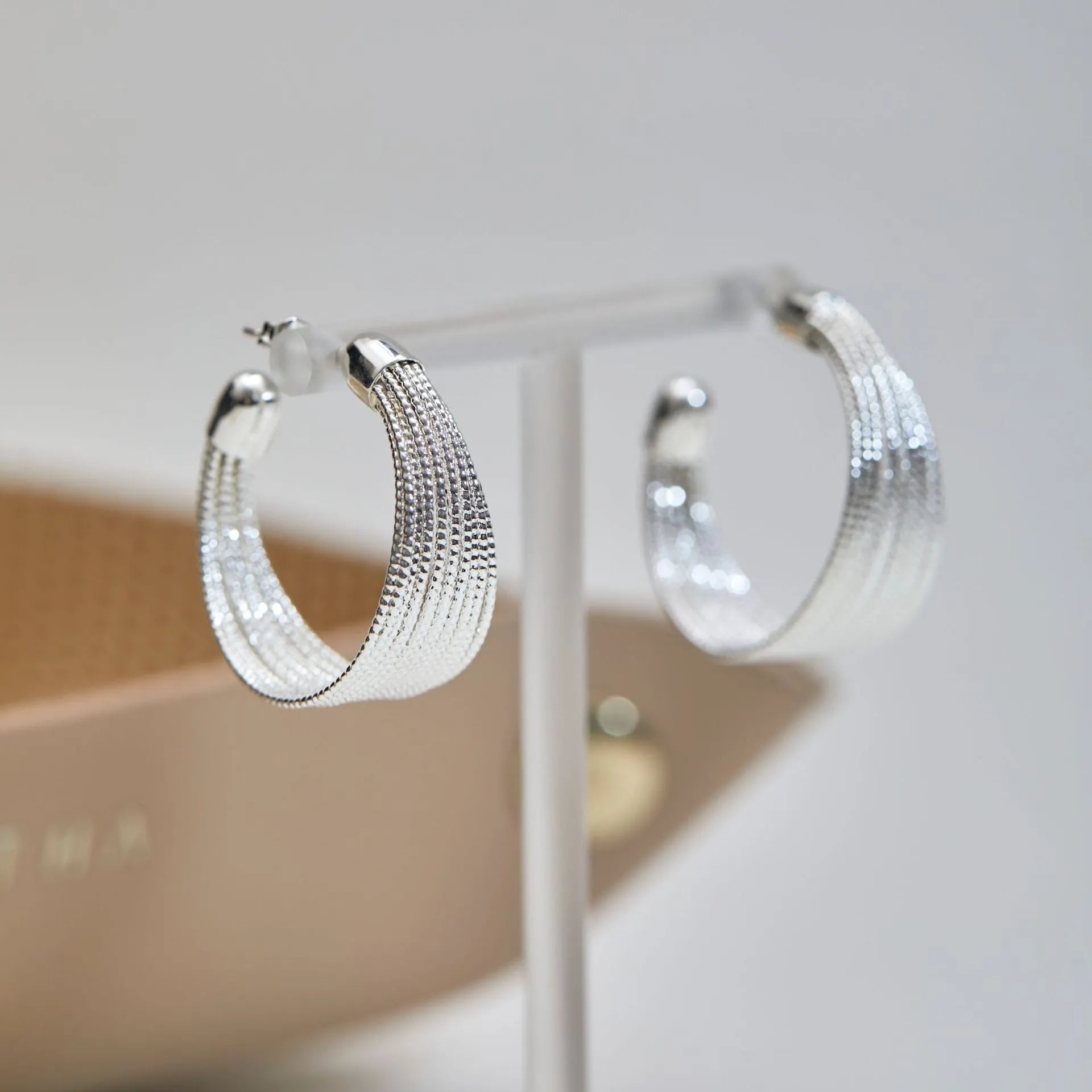 Multi-layer simple bracelet earrings set with silver and gold electroplated finishes on copper