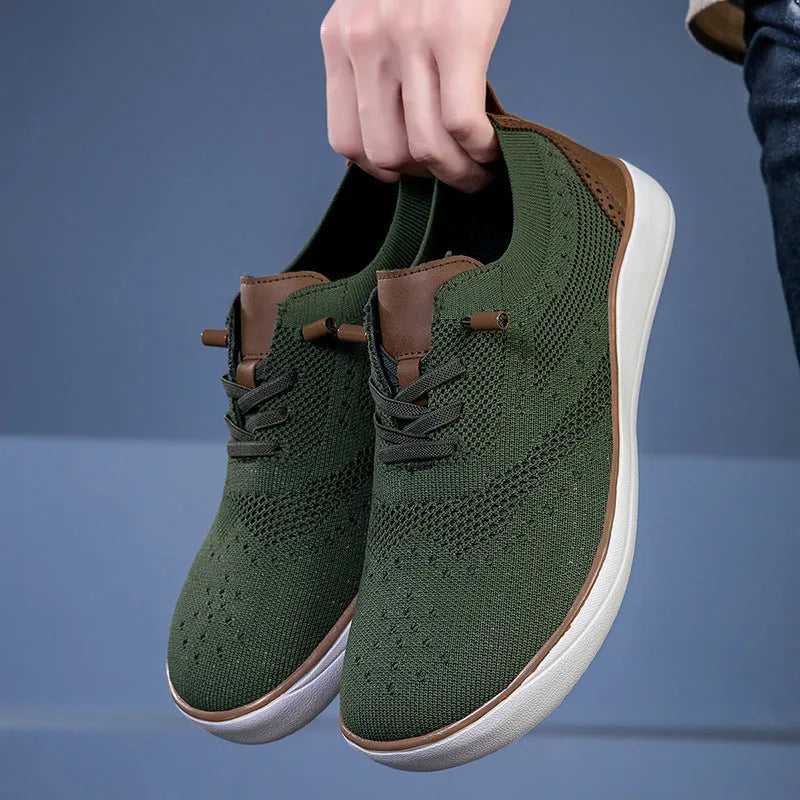 Widened and fattened big foot mesh walking shoes for men, fabric upper, EVA sole, flat heel, round toe, low-top casual shoes