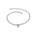 Stainless steel pet pendant necklace with love heart charm showing cat or dog motif on curb chain