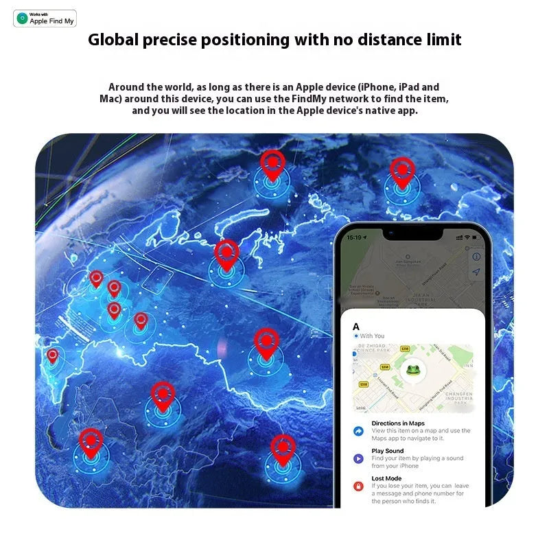Miniature 30 * 11mm ABS anti-lost locator for Apple users in black or white with lanyard attachment