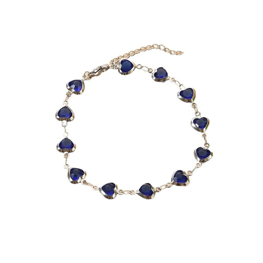 Geometric heart-shaped stainless steel bracelet with colourful electroplated finish