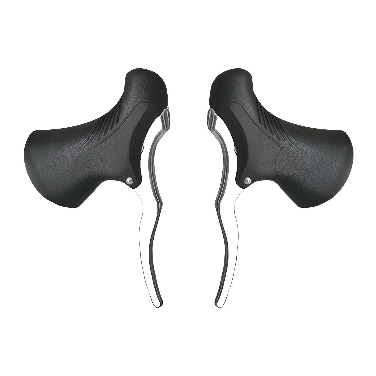 A pair of black aluminium alloy road bicycle brake handles for 22.2mm and 23.8mm handlebars.