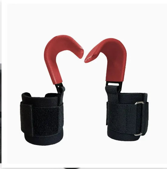 Black fitness wrist grip hook auxiliary strap for pull-up and horizontal bar training
