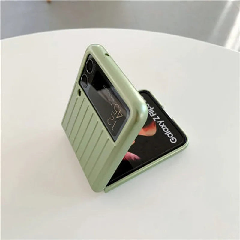 Ultra-thin black flip case for a Samsung Z Flip3 folding mobile phone.