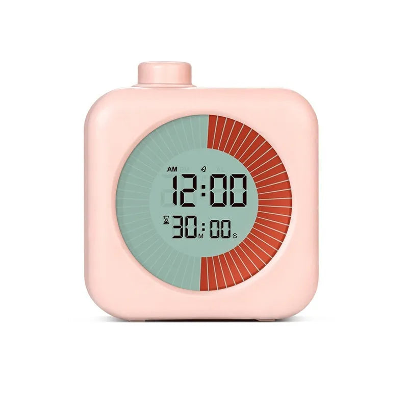 Student 60-minute visual timer with plastic shell in white and pink, modern simplicity design