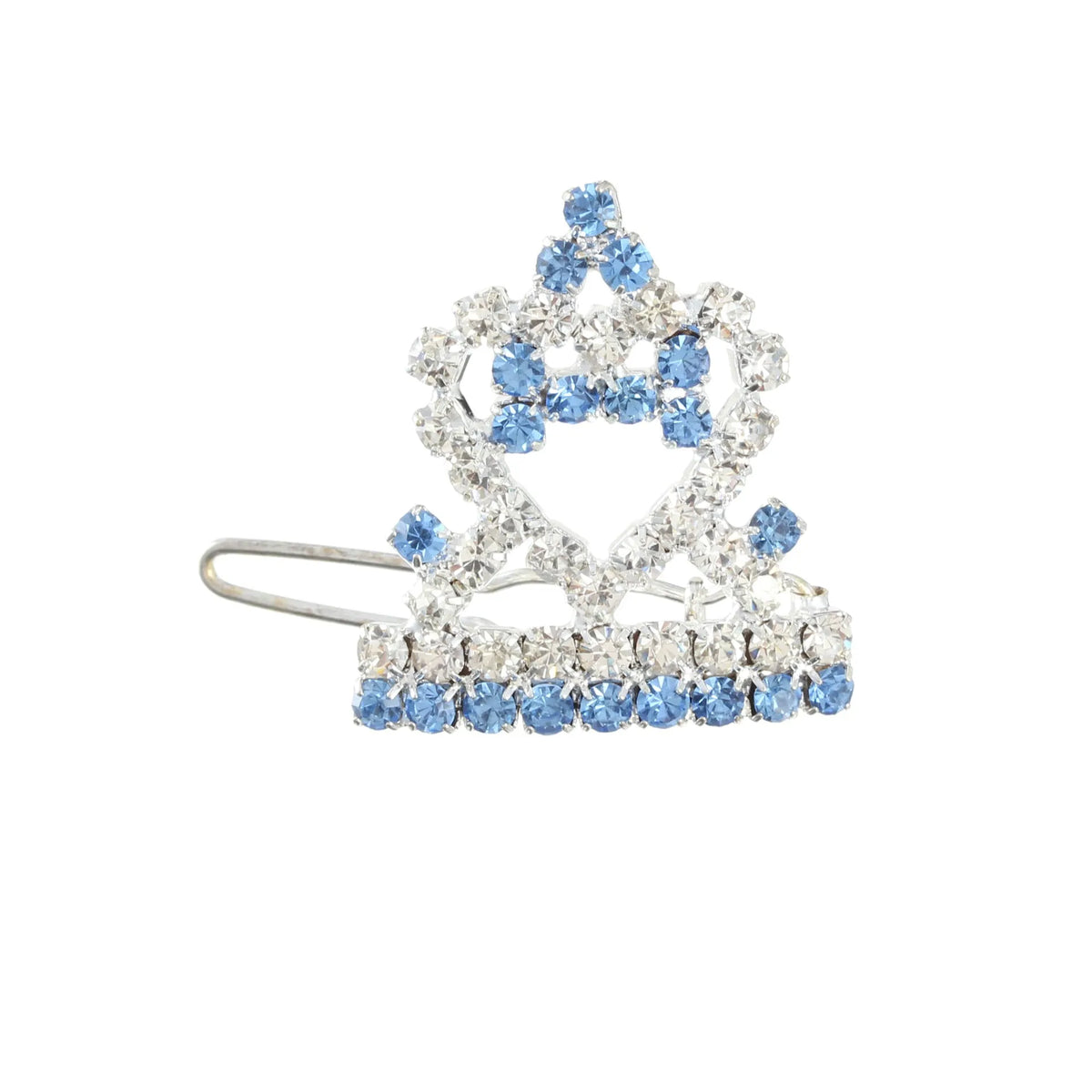 Crown dog and cat hairpin ornament, 3cm barrette in pink, blue, purple, or red with copper, rhinestone, and silver plating