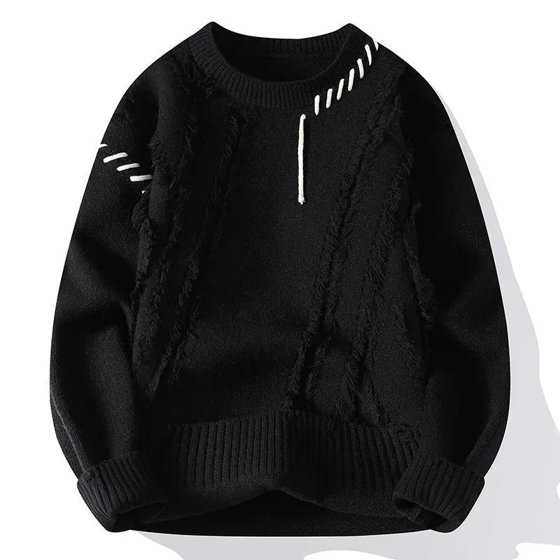 Crew neck pullover sweater in slim fit, acrylic blend, available in five colours, sizes 165 to 190, for autumn daily wear