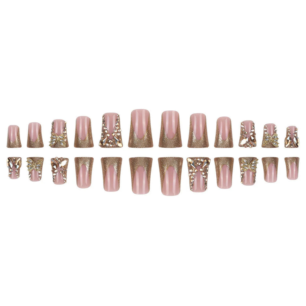 Golden Diamond In The Debris butterfly nail art stickers with jelly glue adhesive