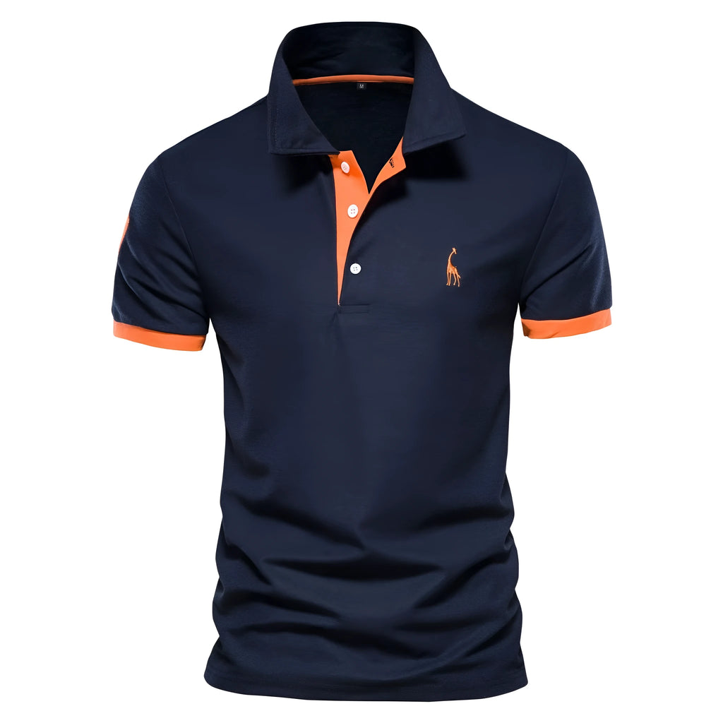 Men's slim fit grey T-shirt featuring a detailed embroidered deer design on the chest.