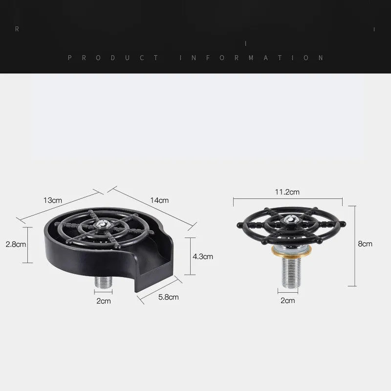Automatic bar counter cup washer faucet with high-pressure nozzle in black or silver case